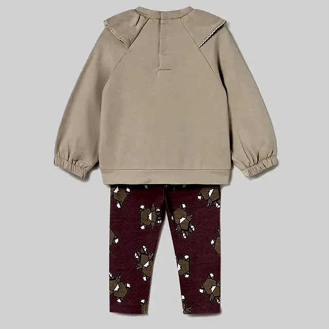 Mayoral Kışlık Kız Bebek Sweatshirt Tayt Pantolon Set Bej