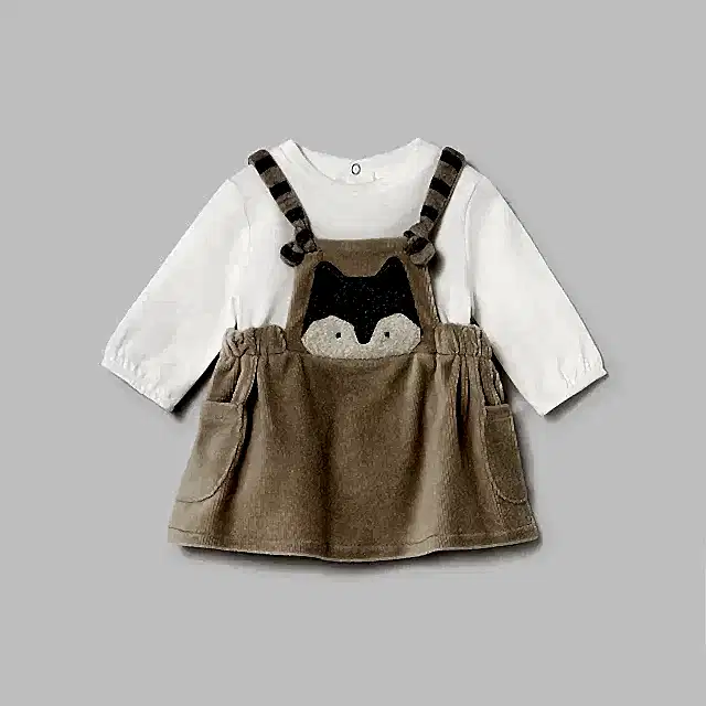 Mayoral Kışlık Kız Bebek Salopet Elbise Bej