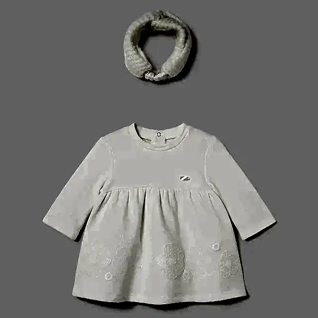 Mayoral Kışlık Kız Bebek Elbise Saç Bandı Set Ekru