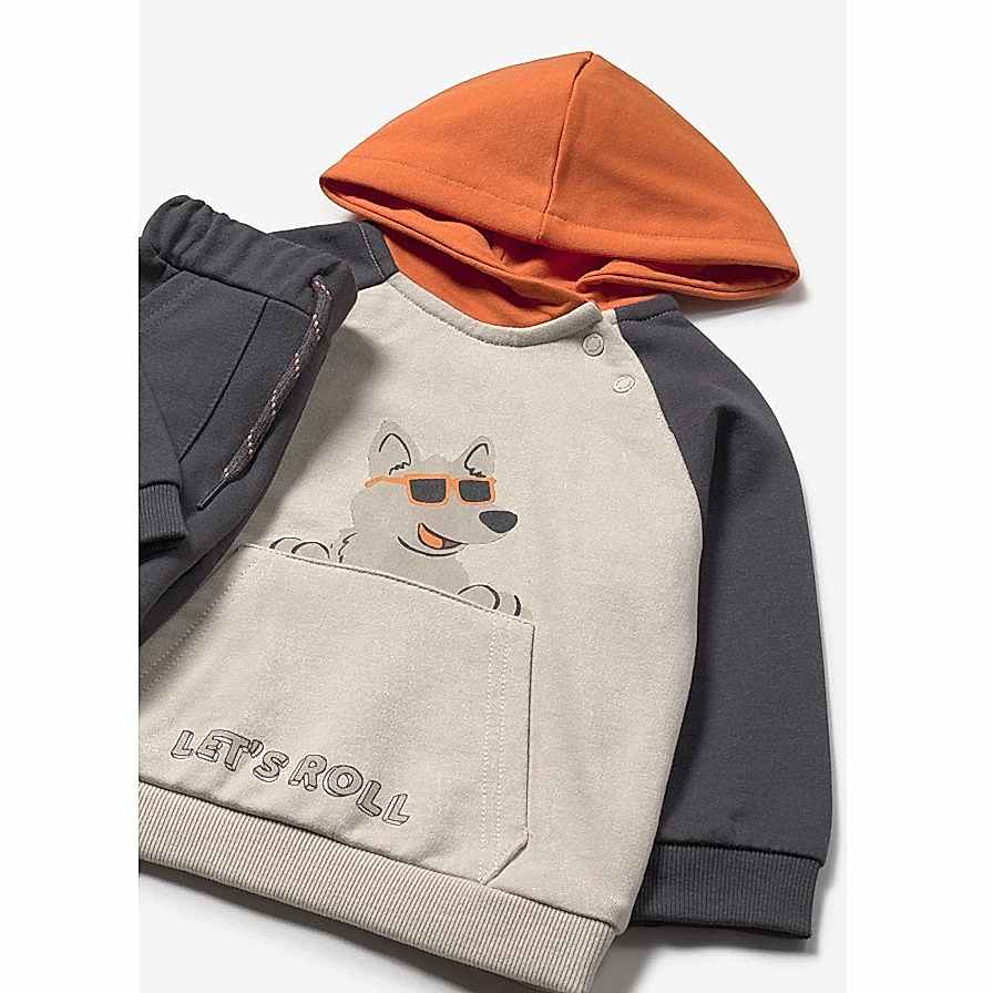Mayoral Kışlık Erkek Bebek Sweatshirt Eşofman Üçlü Set Turuncu