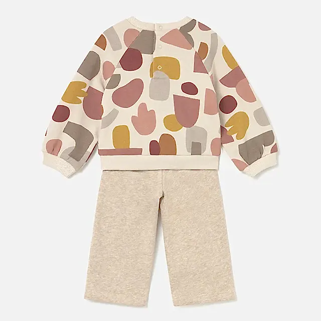 Mayoral Kışlık Kız Bebek Sweatshirt Eşofman İkili Set Bej