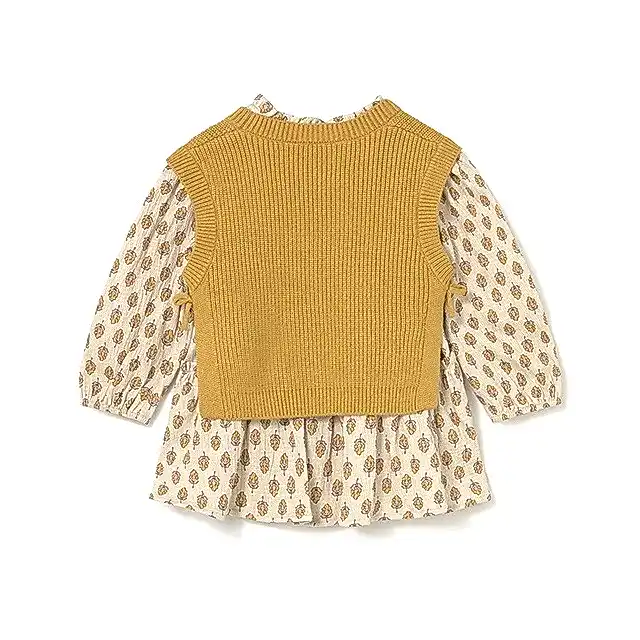 Mayoral Kışlık Kız Bebek Elbise Yelek Set Sarı