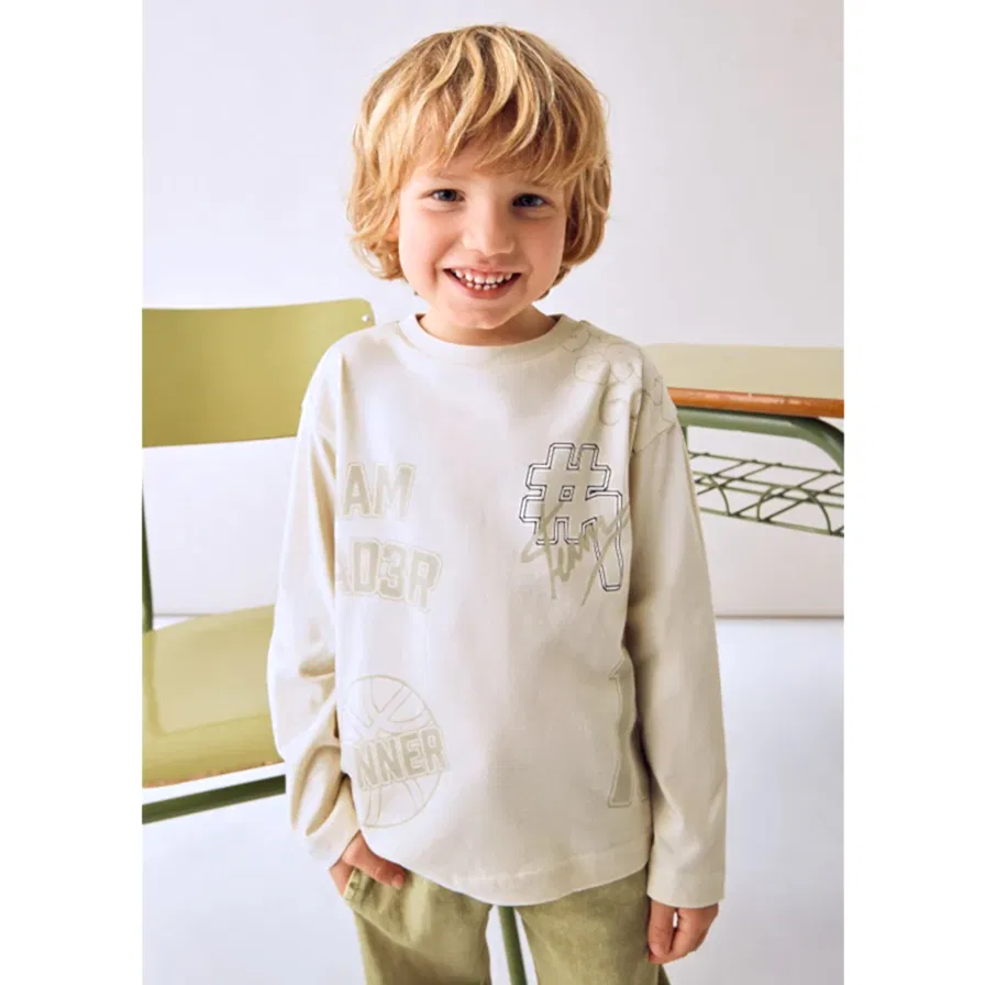 Mayoral Kışlık Erkek Uzun Kol T-shirt Bej