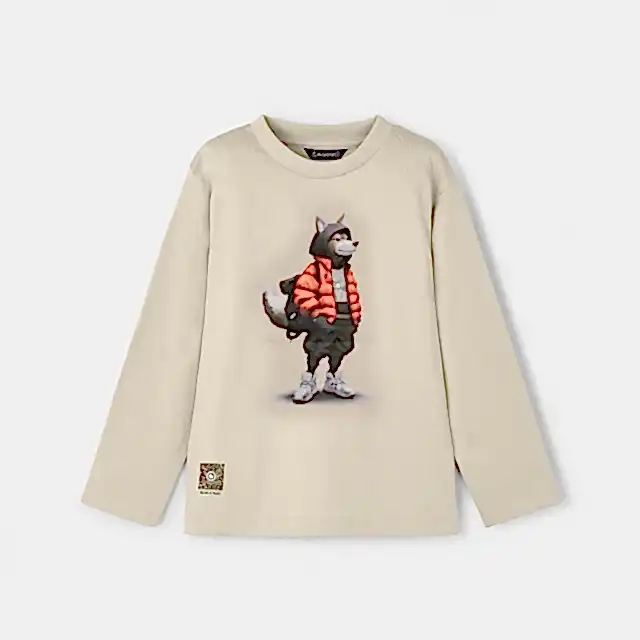 Mayoral Kışlık Erkek Uzun Kol T-shirt Bej