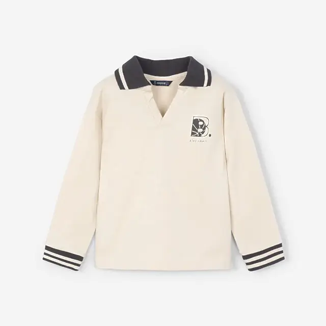 Mayoral Kışlık Erkek Uzun Kol Polo T-shirt Bej