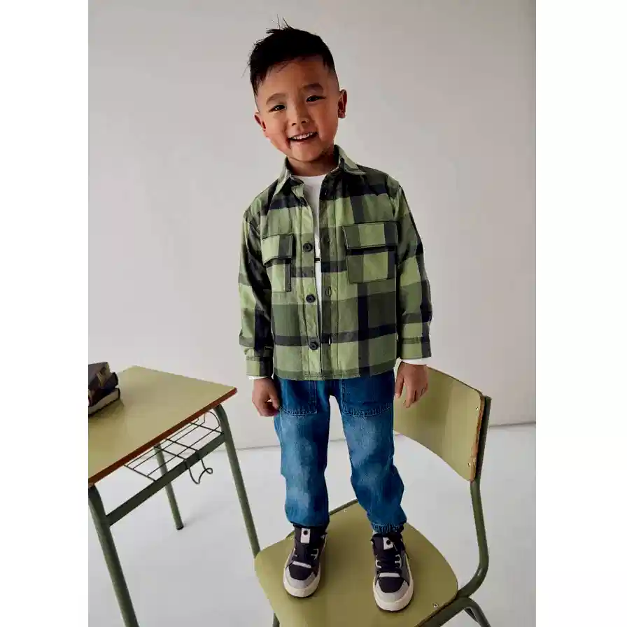 Mayoral Kışlık Erkek Ekose Uzun Kol Gömlek Yeşil