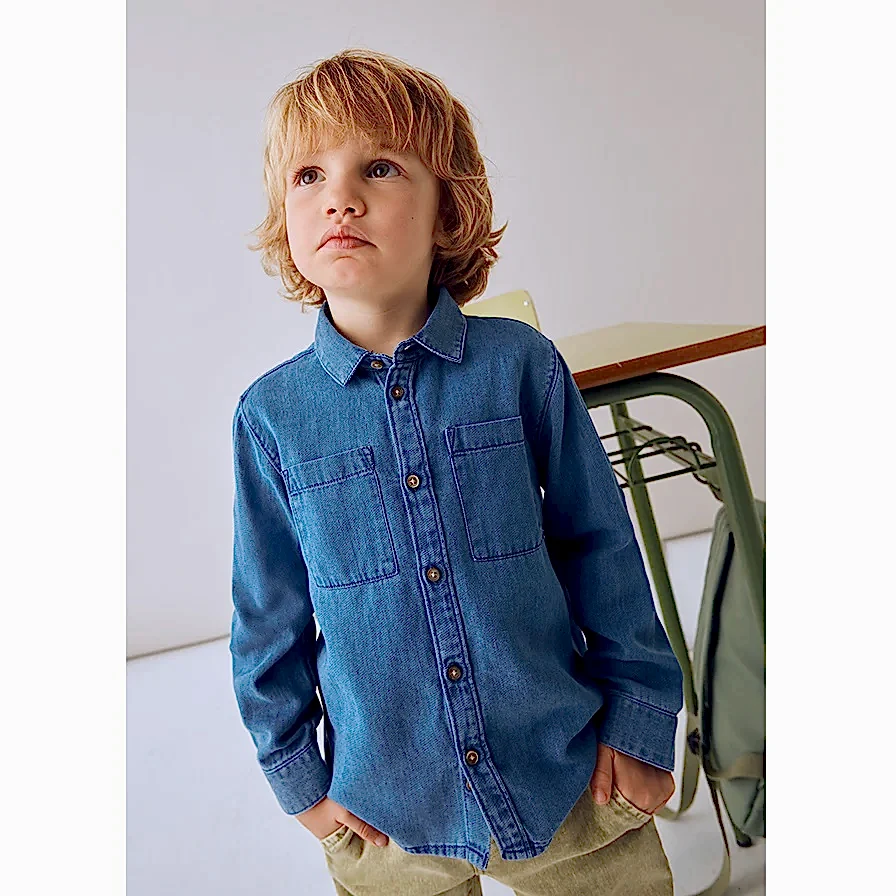 Mayoral Kışlık Erkek Denim Uzun Kol Gömlek Mavi