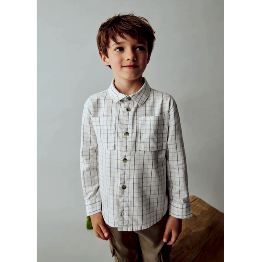 Mayoral Kışlık Erkek Ekose Uzun Kol Gömlek Ekru