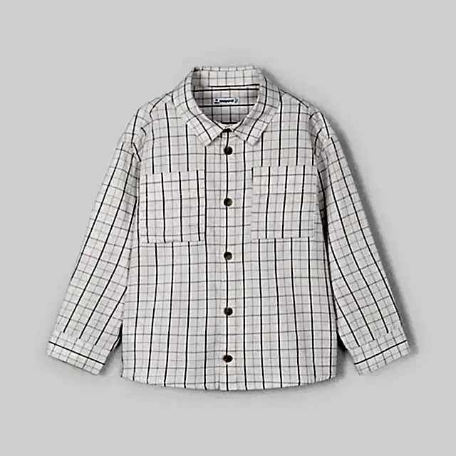 Mayoral Kışlık Erkek Ekose Uzun Kol Gömlek Ekru