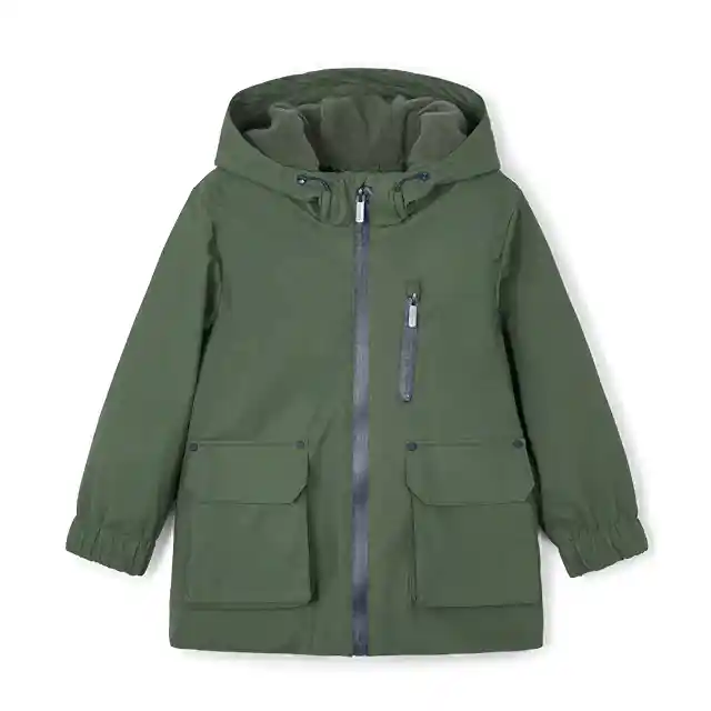 Mayoral Kışlık Erkek Kapşonlu Uzun Yağmurluk Ceket Yeşil