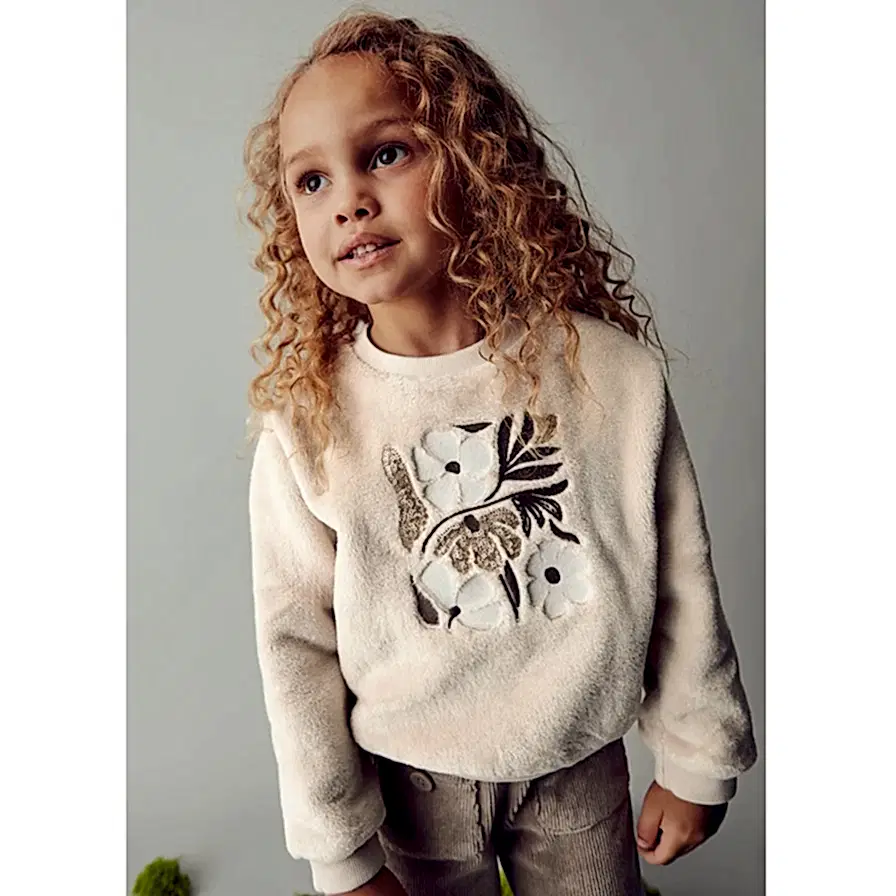 Mayoral Kışlık Kız Polar Uzun Kol Sweatshirt Bej