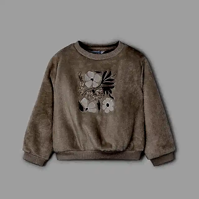 Mayoral Kışlık Kız Polar Uzun Kol Sweatshirt Bej