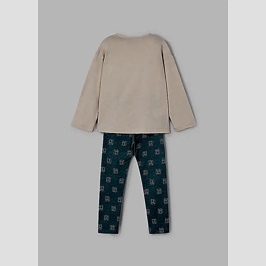 Mayoral Kışlık Kız Uzun Kol T-shirt Tayt Set Bej