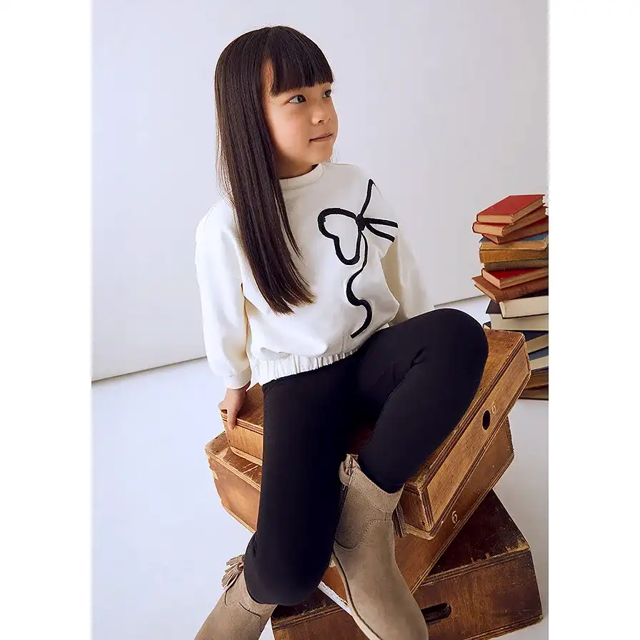 Mayoral Kışlık Kız Uzun Kol T-shirt Tayt Set Siyah