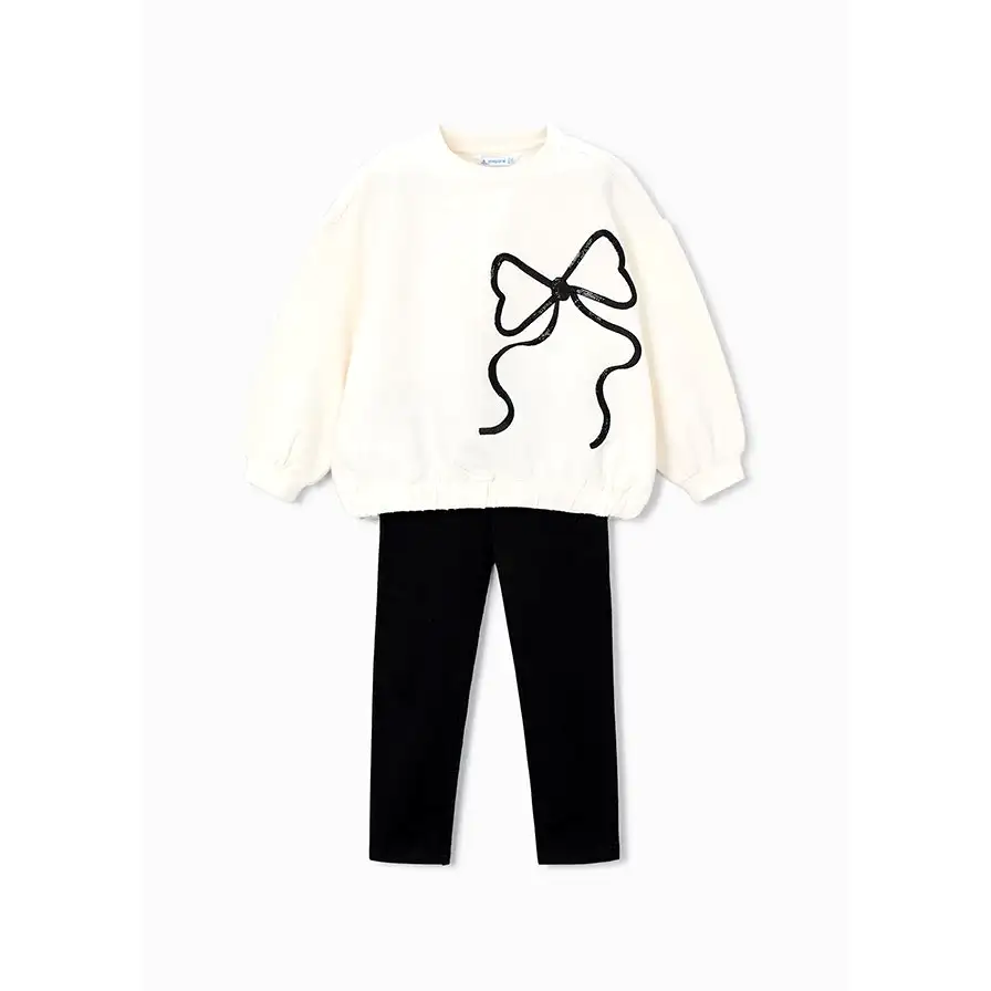 Mayoral Kışlık Kız Uzun Kol T-shirt Tayt Set Siyah