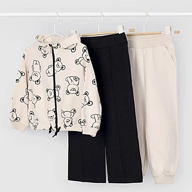 Mayoral Kışlık Kız Kapşonlu Ceket Eşofman Üçlü Set Siyah