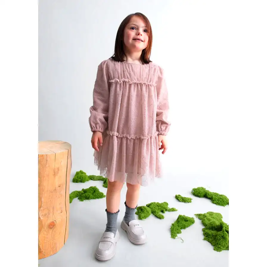 Mayoral Kışlık Kız Tül Elbise Pembe