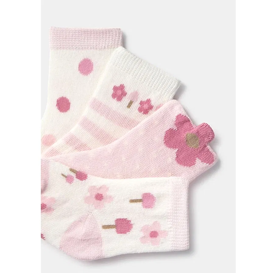 Mayoral Kışlık Kız Bebek Çorap Dörtlü Set Pembe
