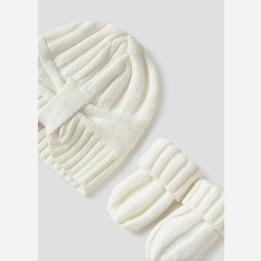 Mayoral Kışlık Kız Bebek Örme Bere Eldiven Set Ekru