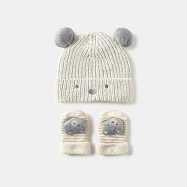 Mayoral Kışlık Erkek Bebek Örme Bere Eldiven Set Ekru