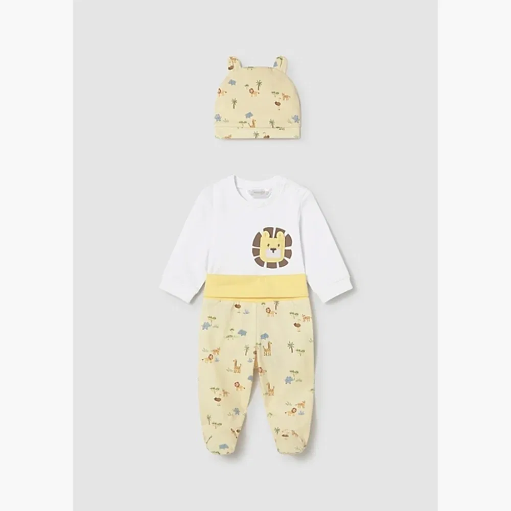 Mayoral Yazlık Erkek Bebek Body Patikli Pantolon Şapka Set Sarı