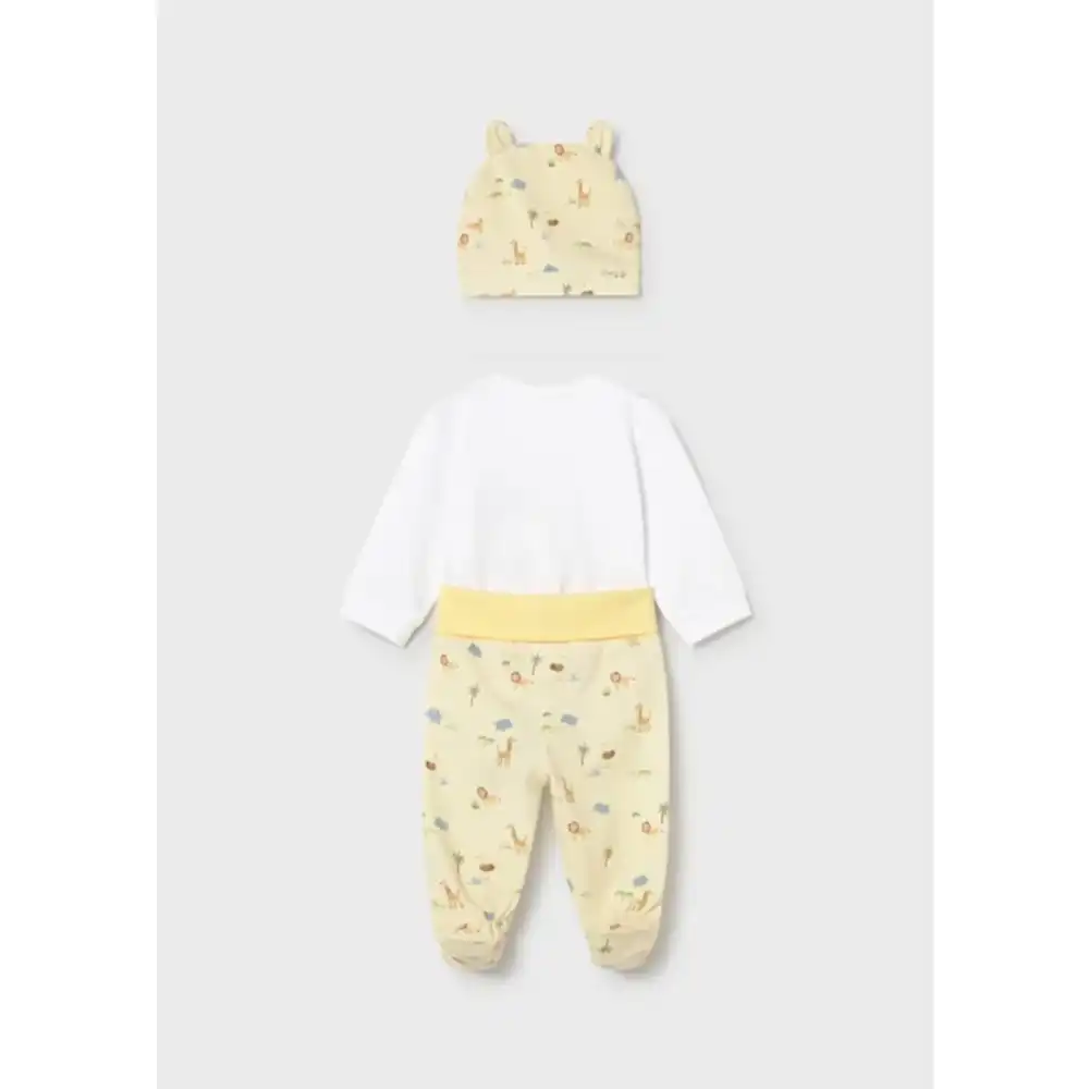 Mayoral Yazlık Erkek Bebek Body Patikli Pantolon Şapka Set Sarı