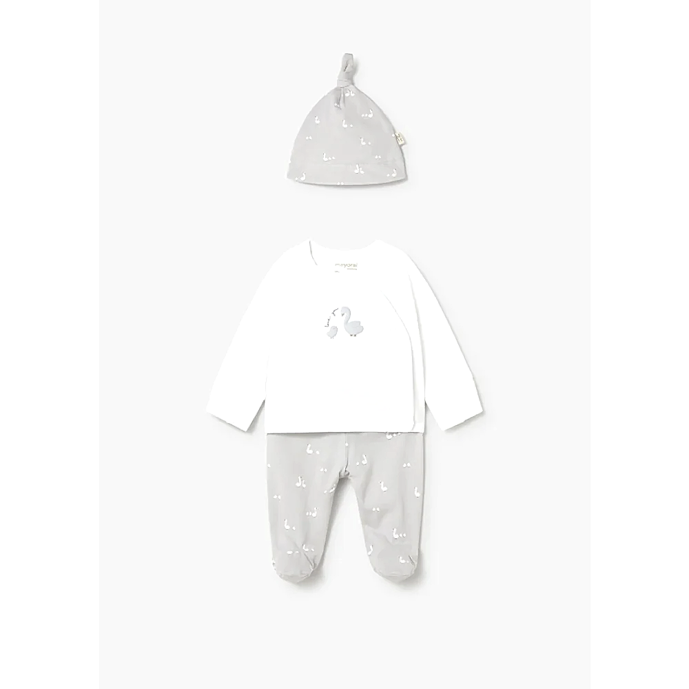 Mayoral Yazlık Erkek Bebek Body Patikli Pantolon Şapka Set Gri