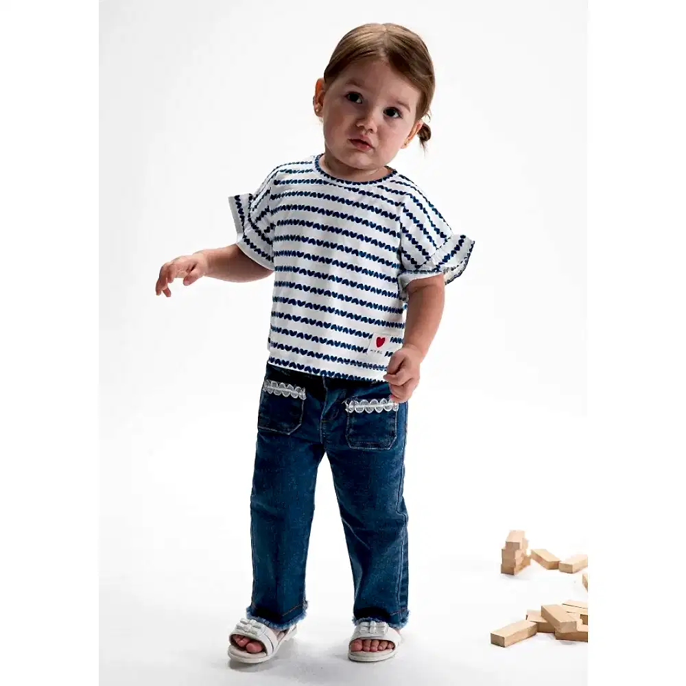 Mayoral Yazlık Kız Bebek Denim Pantolon Lacivert