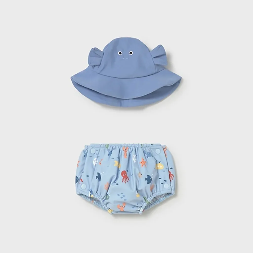 Mayoral Yazlık Erkek Bebek Mayo Şapka 2'li Set Mavi