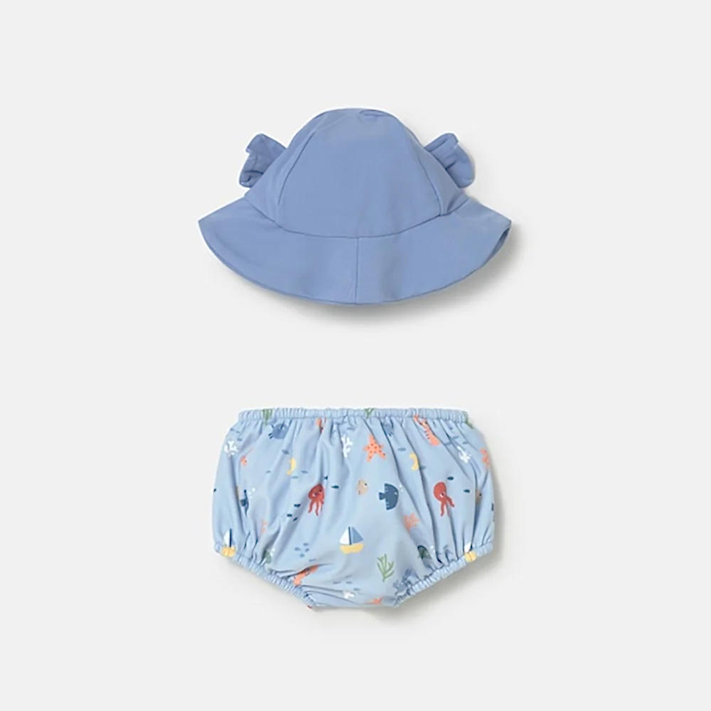 Mayoral Yazlık Erkek Bebek Mayo Şapka 2'li Set Mavi
