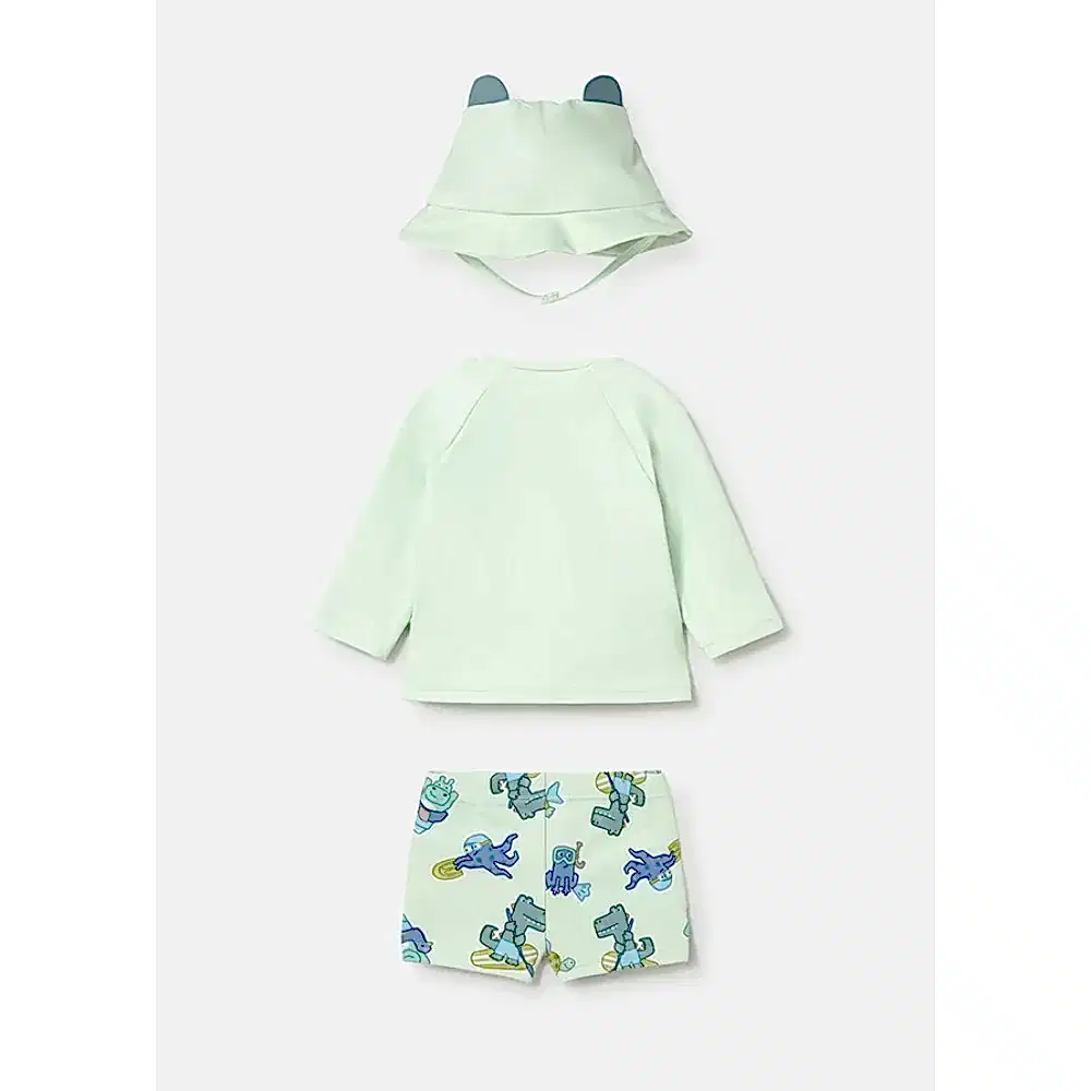 Mayoral Yazlık Erkek Bebek Bluz Mayo Şapka 3'lü Set Yeşil