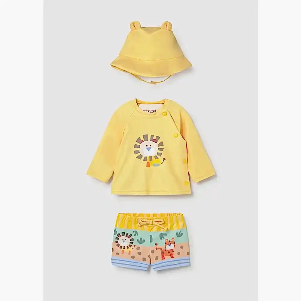 Mayoral Yazlık Erkek Bebek Bluz Mayo Şapka 3'lü Set Sarı