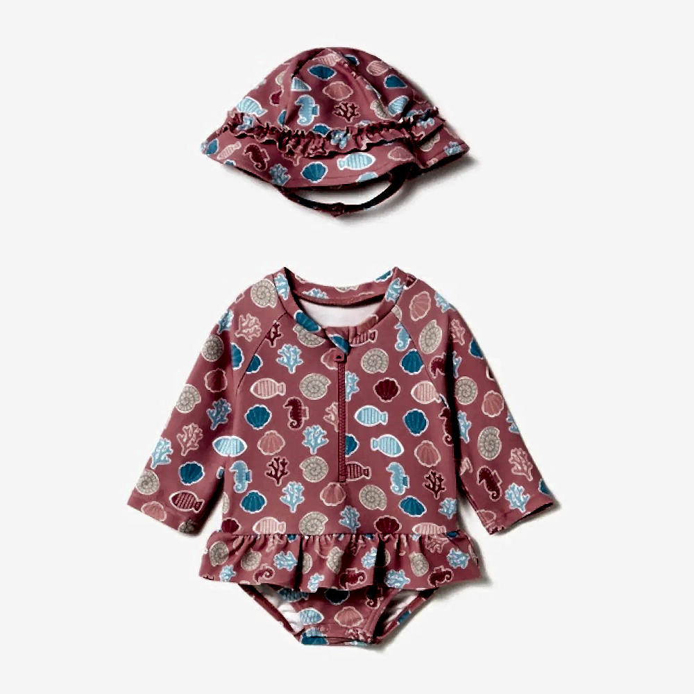 Mayoral Yazlık Kız Bebek Tulum Mayo Şapka 2'li Set Pembe