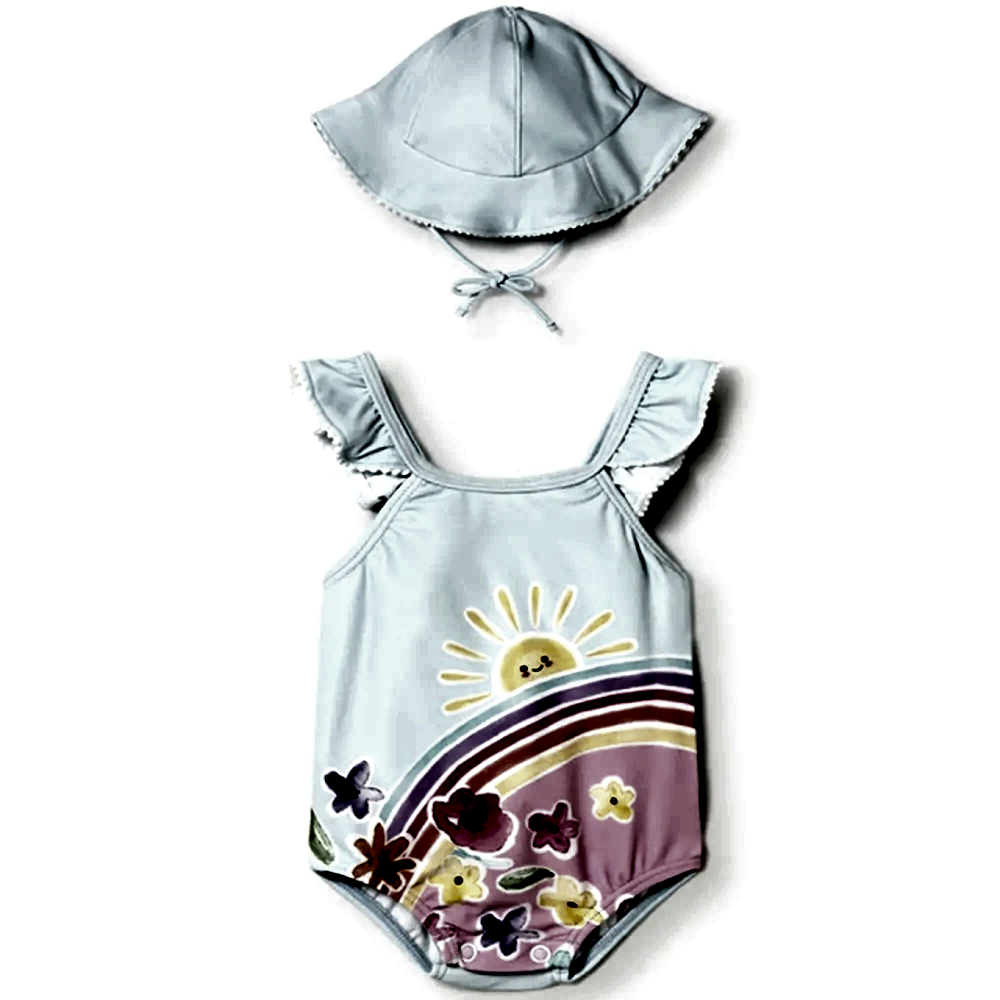 Mayoral Yazlık Kız Bebek Mayo Şapka 2'li Set Mavi