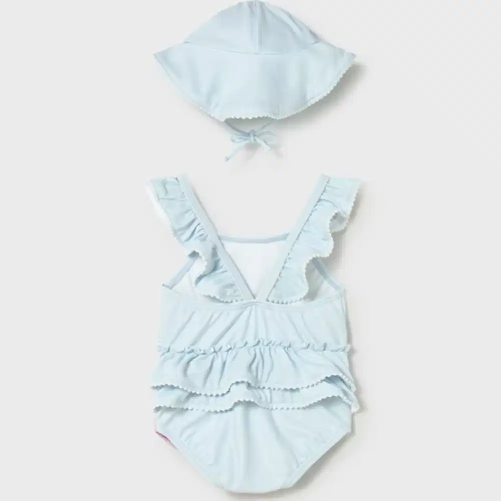 Mayoral Yazlık Kız Bebek Mayo Şapka 2'li Set Mavi