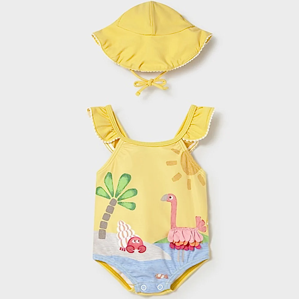 Mayoral Yazlık Kız Bebek Mayo Şapka 2'li Set Sarı