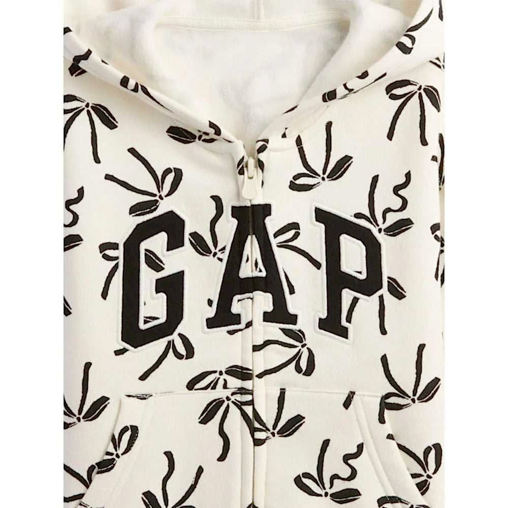 GAP Logolu Kışlık Kız Bebek Fermuarlı Kapüşonlu Sweatshirt Ekru