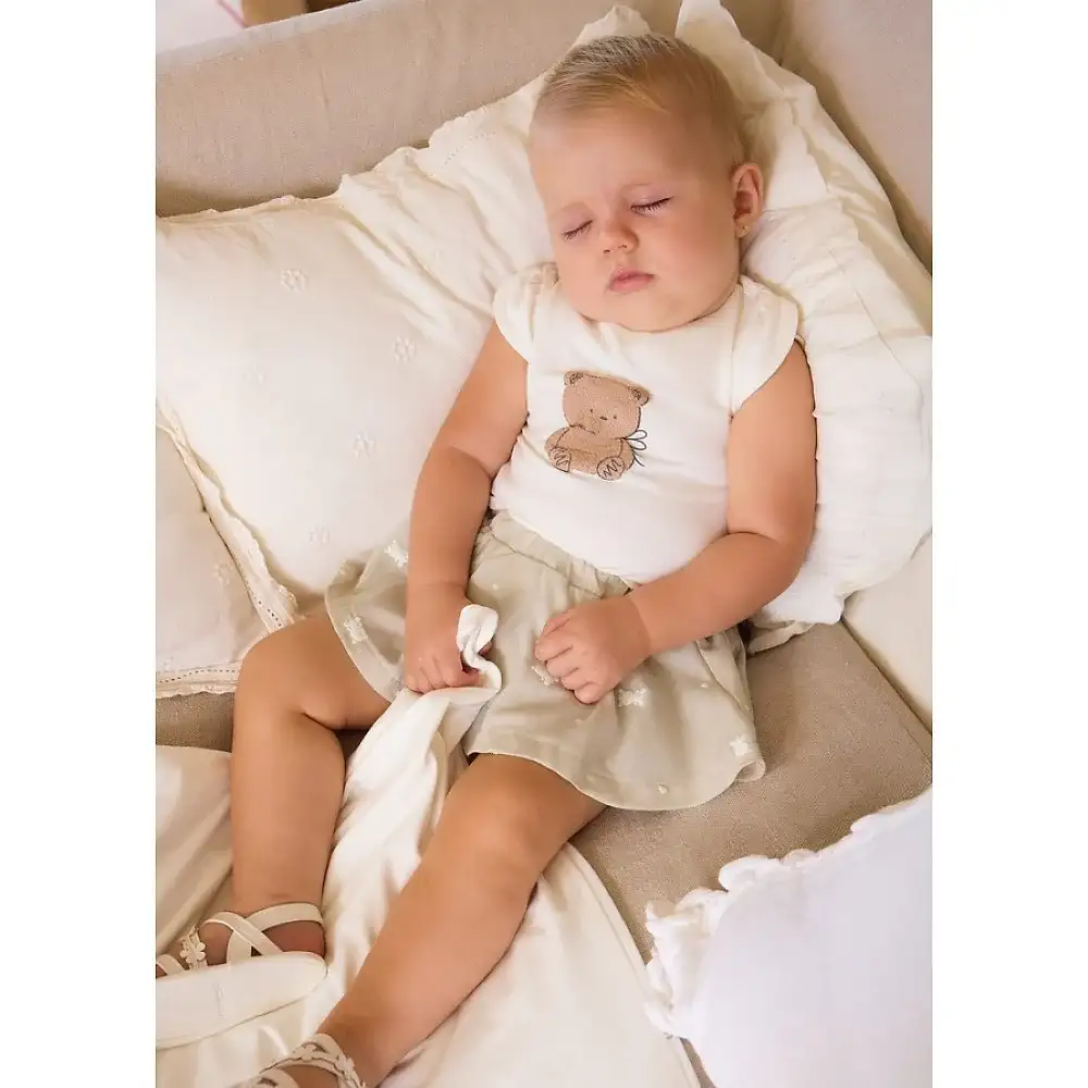 Mayoral Yazlık Kız Bebek Bluz Etek Set Bej