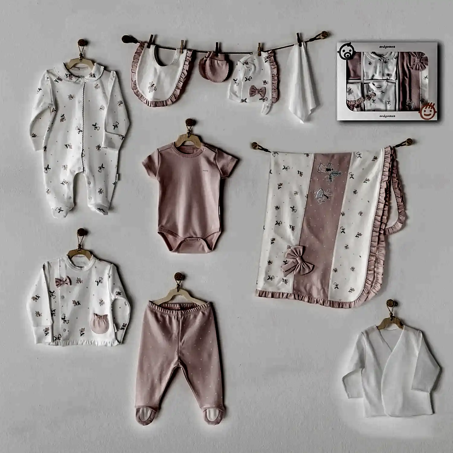 Andy Wawa Andywawa Kız  Bebek 10'lu Hastane Çıkış Seti Peri Pembe - Hastane Çıkışı