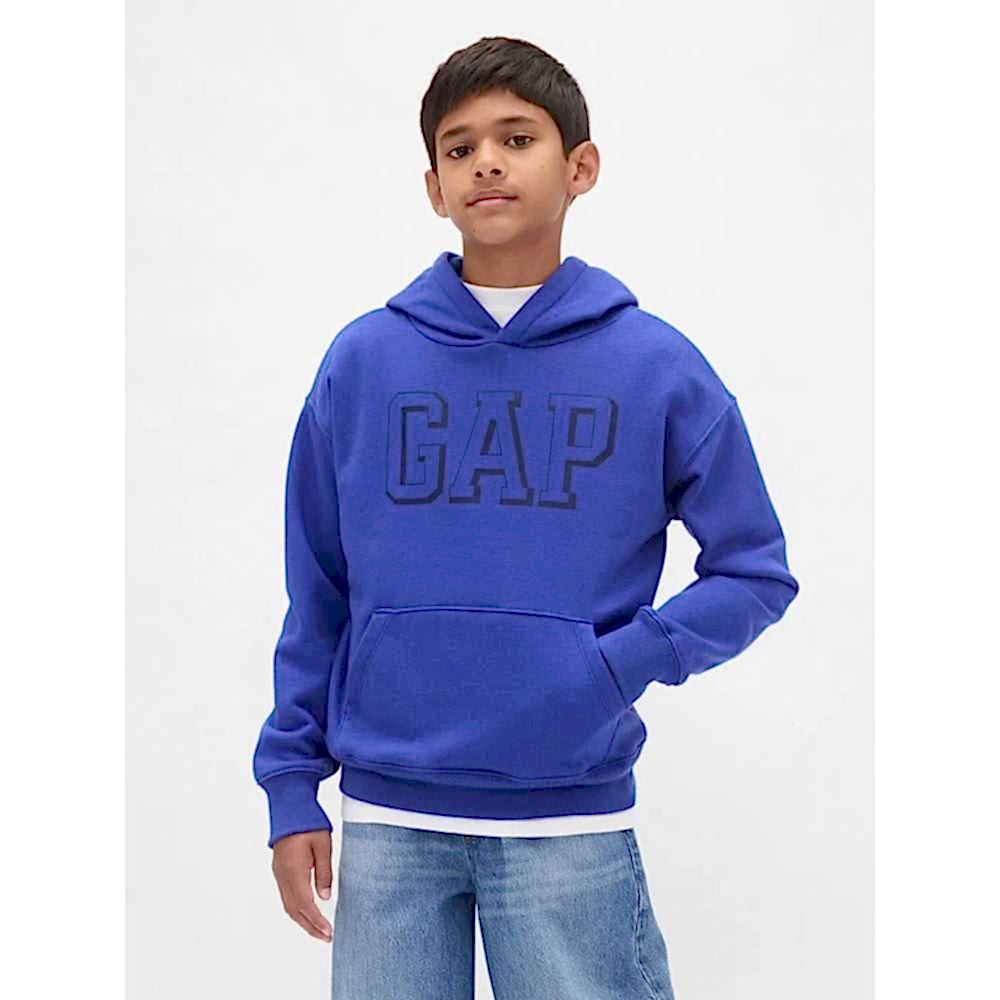 GAP Logolu Kışlık Erkek Çocuk Kapüşonlu Sweatshirt Mavi