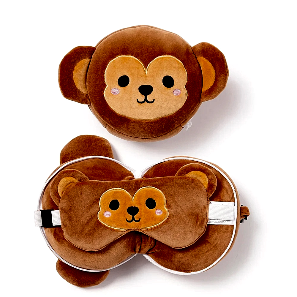 Relaxeazzz Seyahat Yastığı Ve Göz Maskesi Monkey Plush