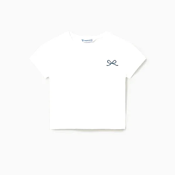 Mayoral Yazlık Kız Bebek Kısa Kol T-shirt Ekru