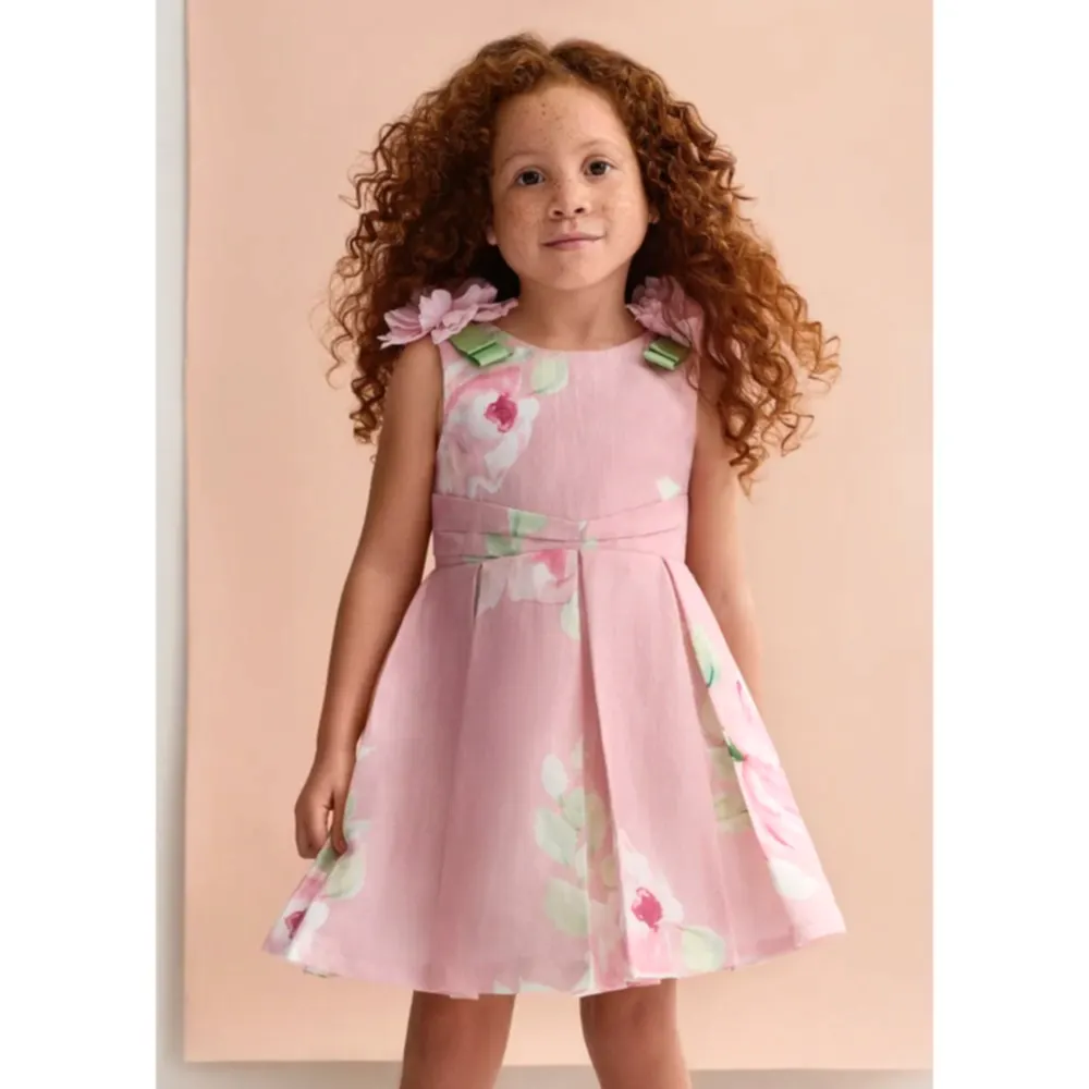 Abel & Lula Abel Lula Yazlık Kız Keten Elbise Pembe - Elbise,Etek