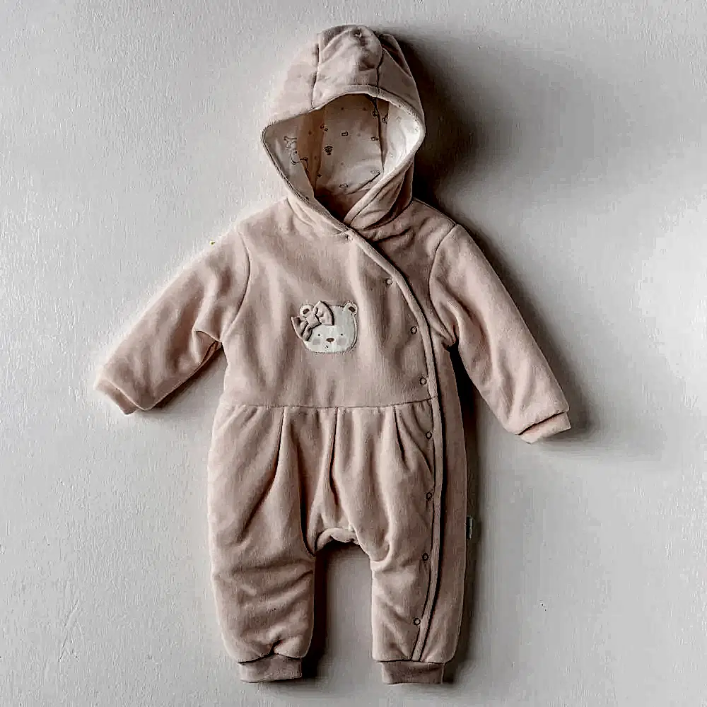 Andy Wawa Andywawa Kışlık Kız Bebek Kadife Astronot Tulum Pembe