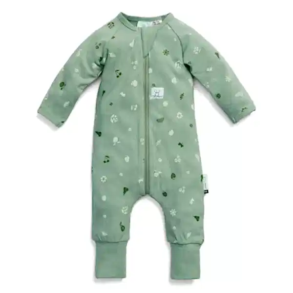 ErgoPouch Australia ErgoPouch Organik Pamuklu Patikli Pijama Tulum 1.0 TOG Sweet Orchard Yeşil - Uyku Tulumu