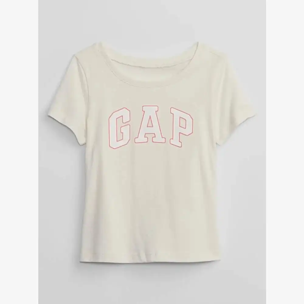 GAP Logo Kız Bebek Kısa Kol T-shirt Ekru