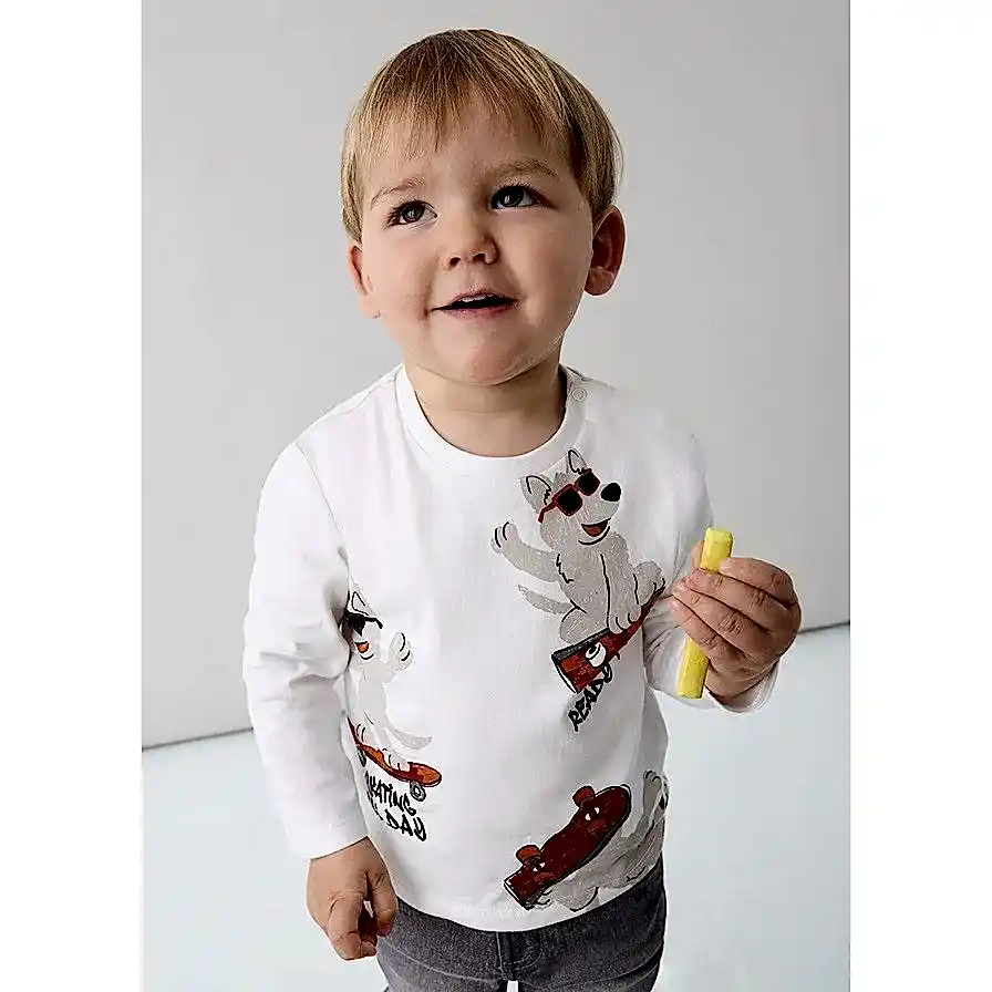 Mayoral Kışlık Erkek Bebek Uzun Kol T-shirt Ekru