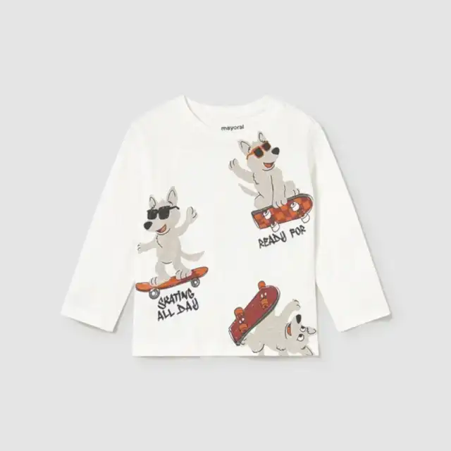 Mayoral Kışlık Erkek Bebek Uzun Kol T-shirt Ekru