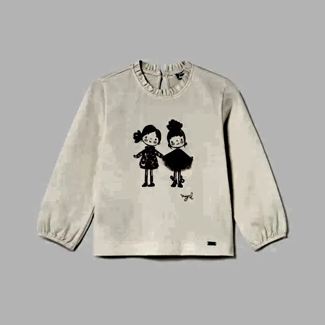 Mayoral Kışlık Kız Bebek Uzun Kol T-shirt Ekru