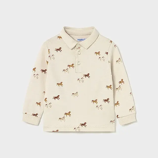 Mayoral Kışlık Erkek Bebek Polo Uzun Kol T-shirt Bej
